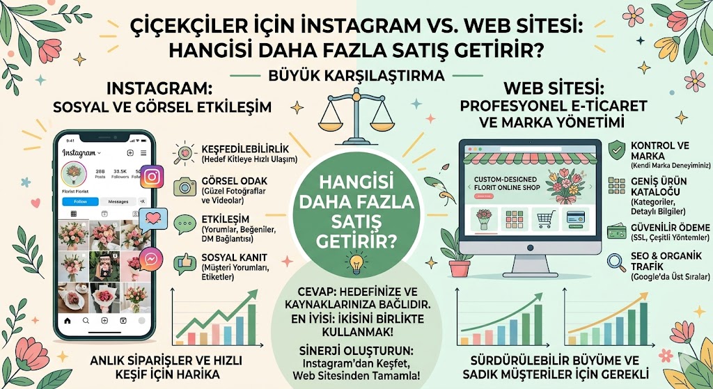 Cicekciler icin Instagram vs Web Sitesi: Hangisi Daha Fazla Satis Getirir?